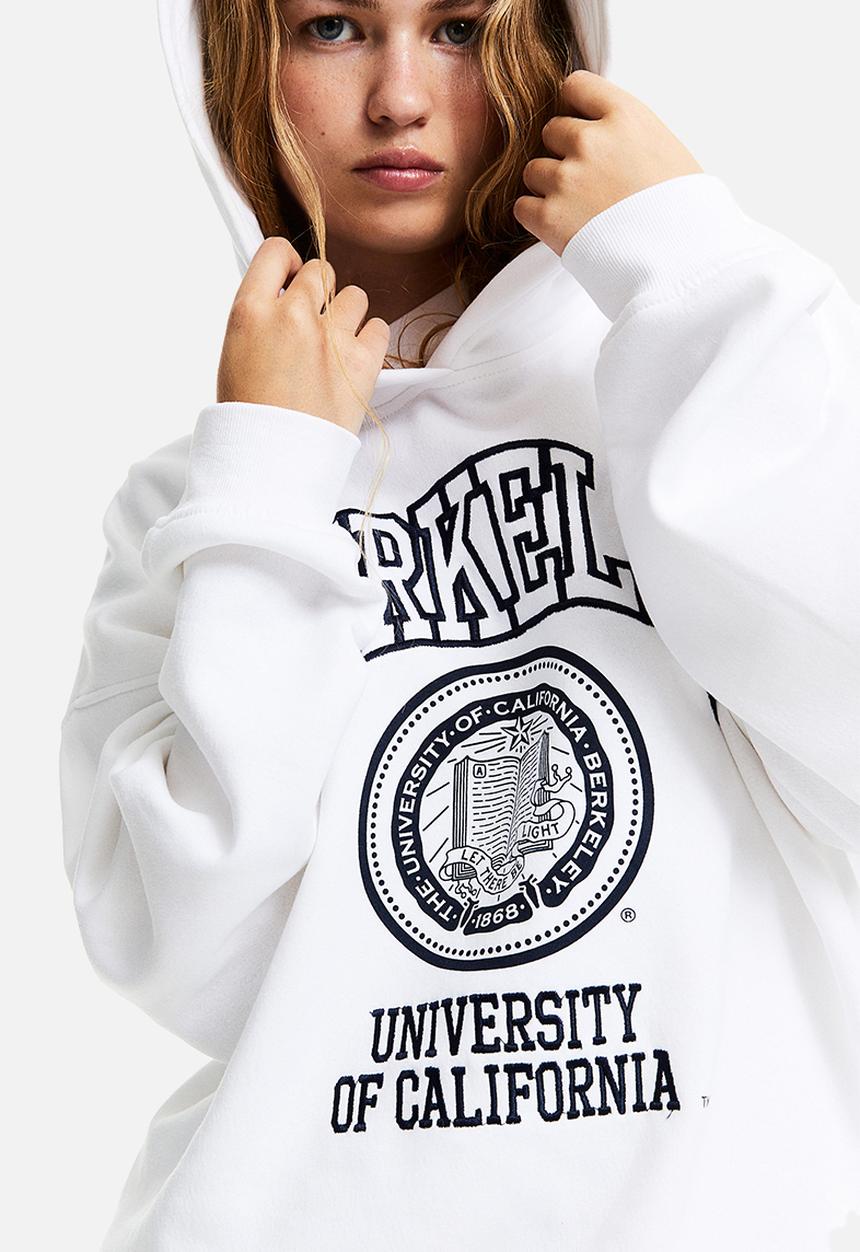 H&M - Oversized motif-detail hoodie - White Berkeley University