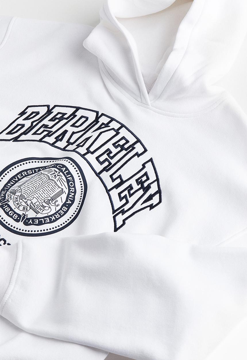 H&M - Oversized motif-detail hoodie - White Berkeley University