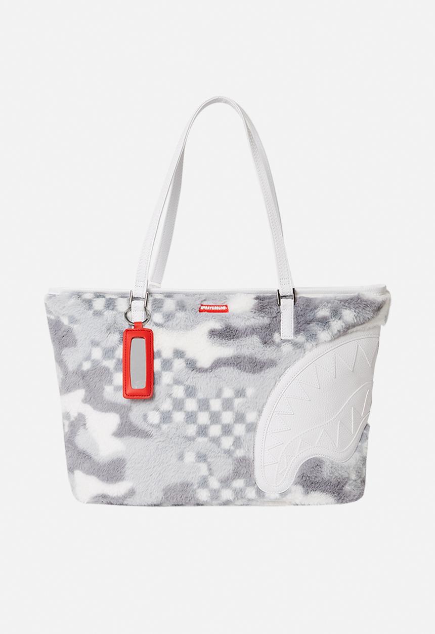 Sprayground - White 3am fur tote - white & grey 