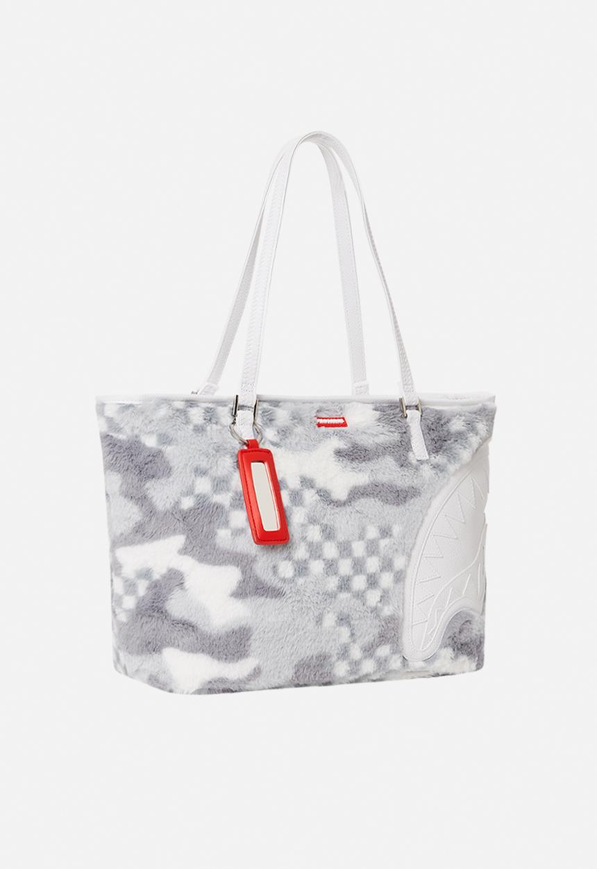 Sprayground - White 3am fur tote - white & grey 