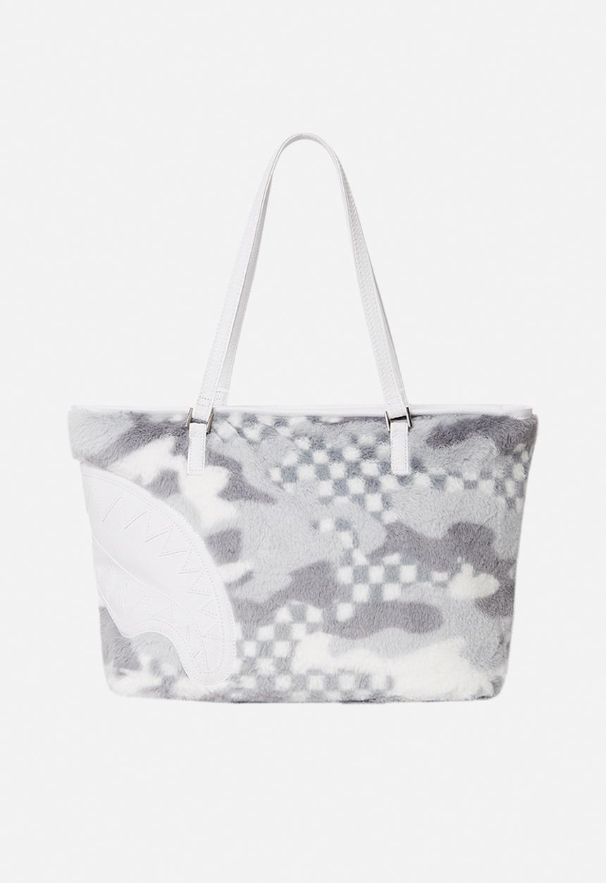 Sprayground - White 3am fur tote - white & grey 