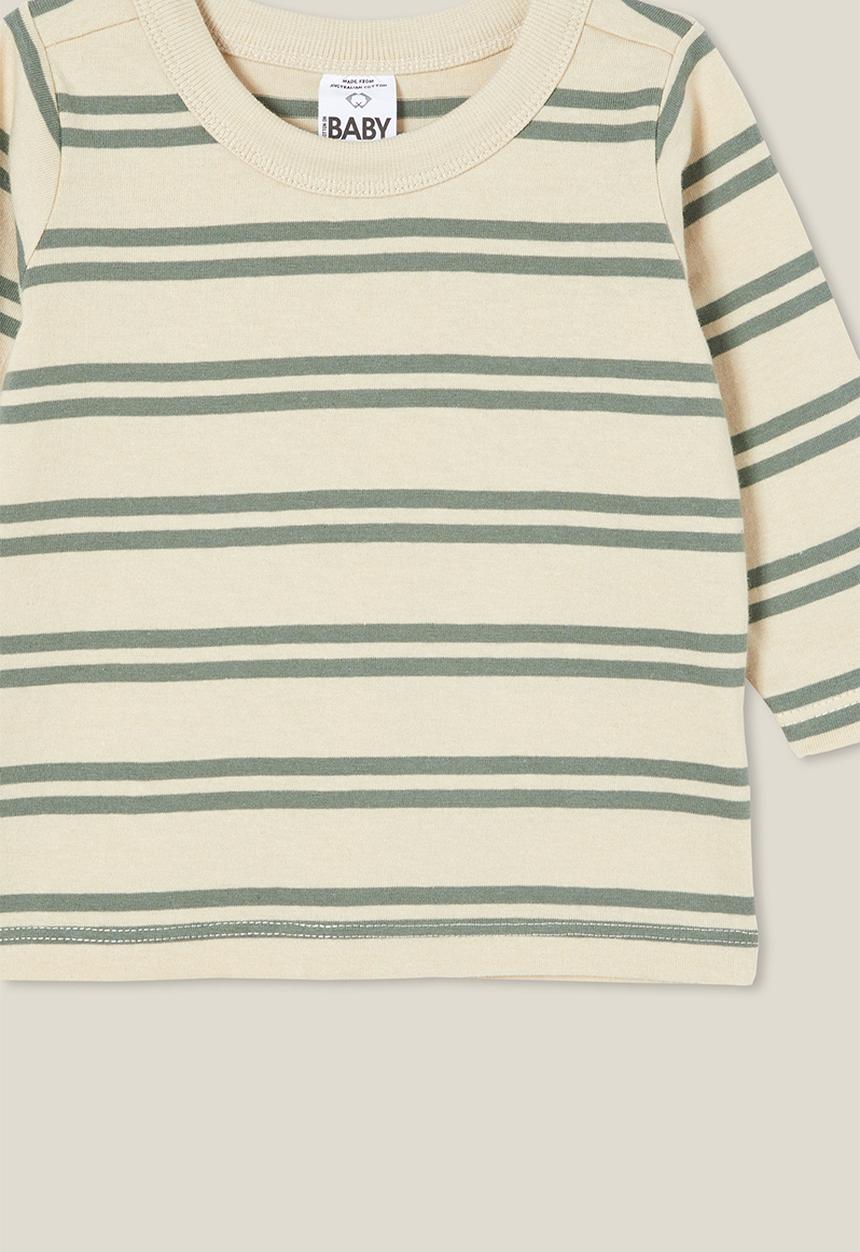 Cotton On - Jamie long sleeve tee - rainy day/swag green double stripe