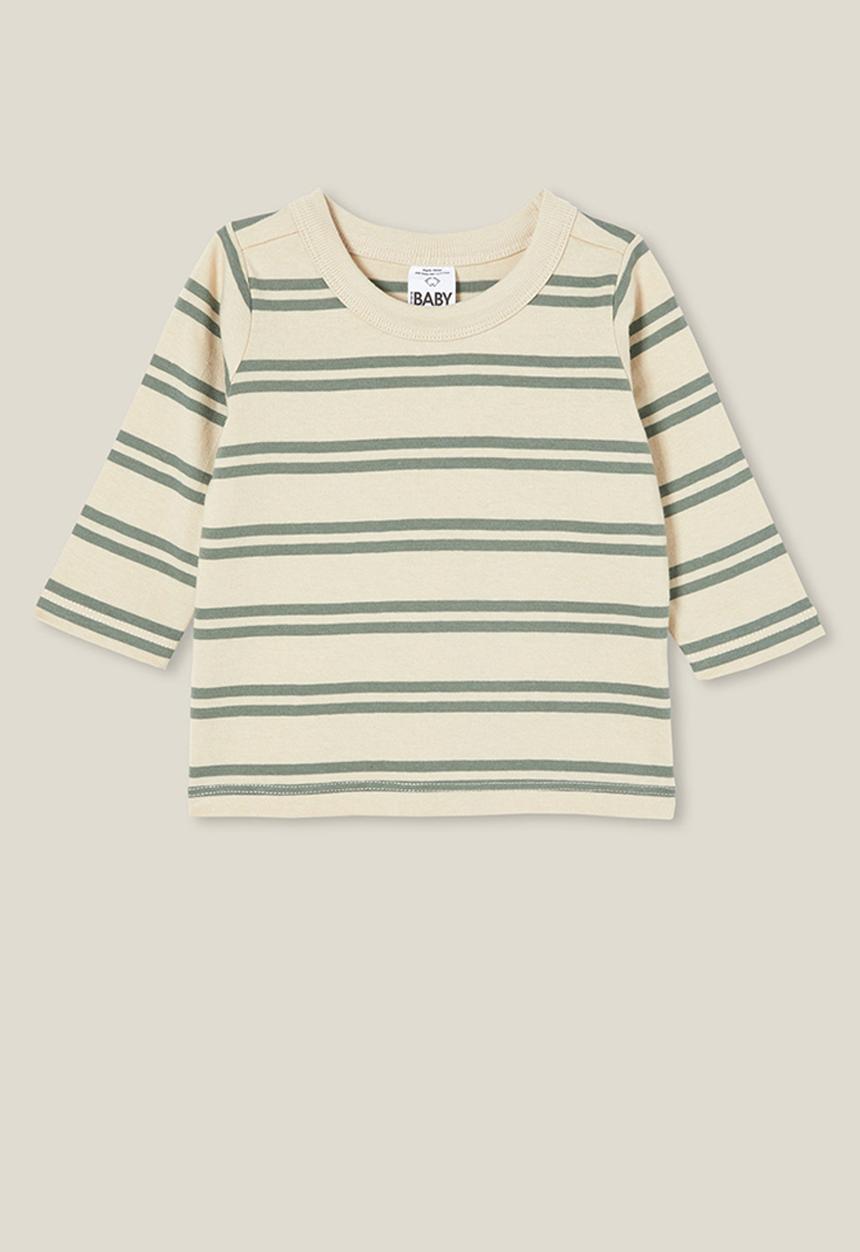 Cotton On - Jamie long sleeve tee - rainy day/swag green double stripe