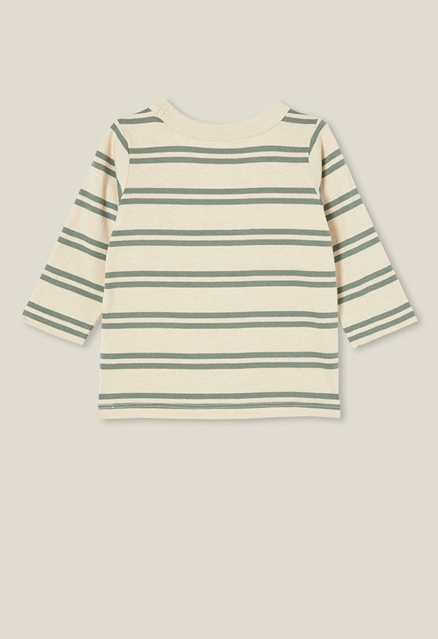 Cotton On - Jamie long sleeve tee - rainy day/swag green double stripe