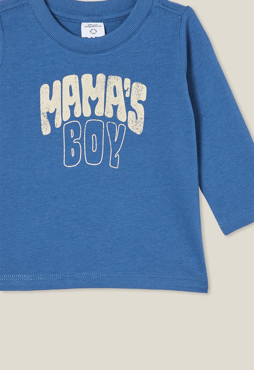 Cotton On - Jamie long sleeve tee - petty blue/mamas boy