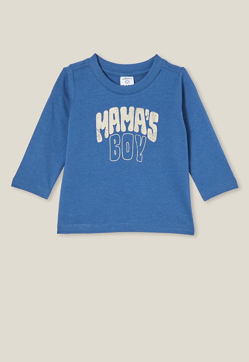 Cotton On - Jamie long sleeve tee - petty blue/mamas boy