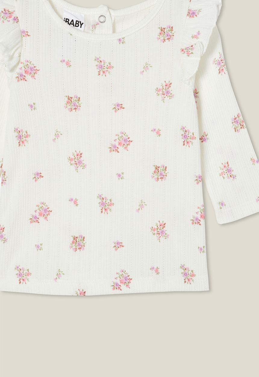 Cotton On - Cindy long sleeve flutter top - vanilla/sally floral