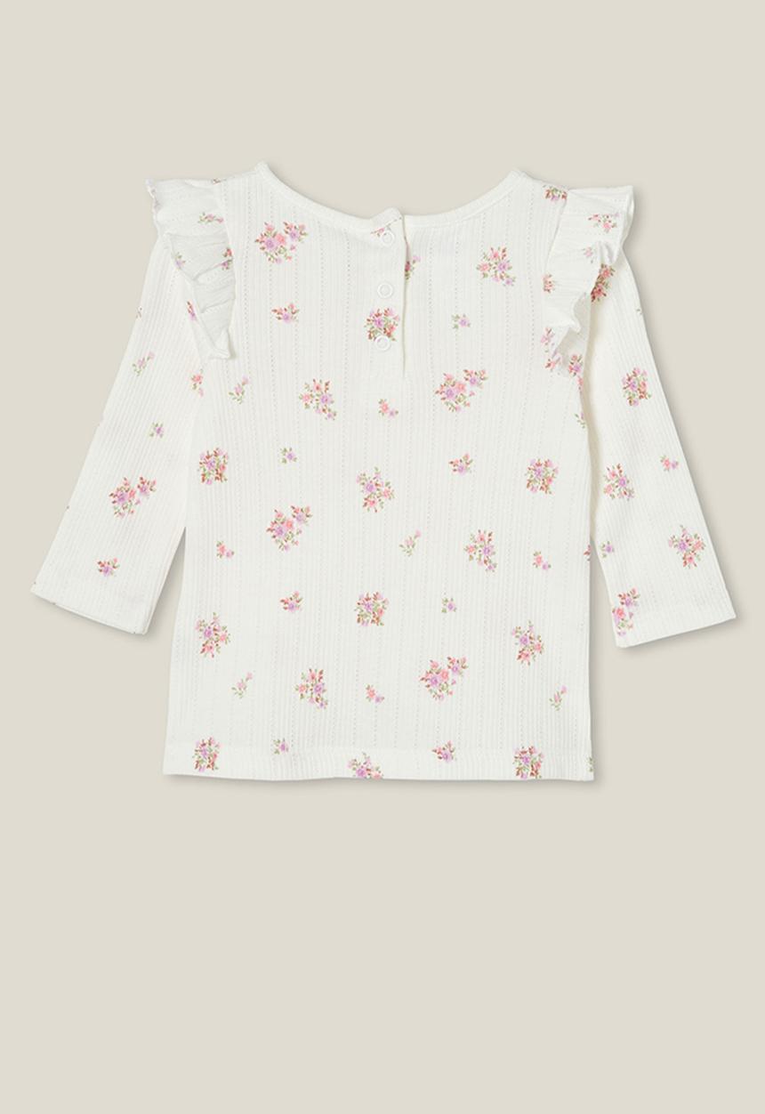 Cotton On - Cindy long sleeve flutter top - vanilla/sally floral