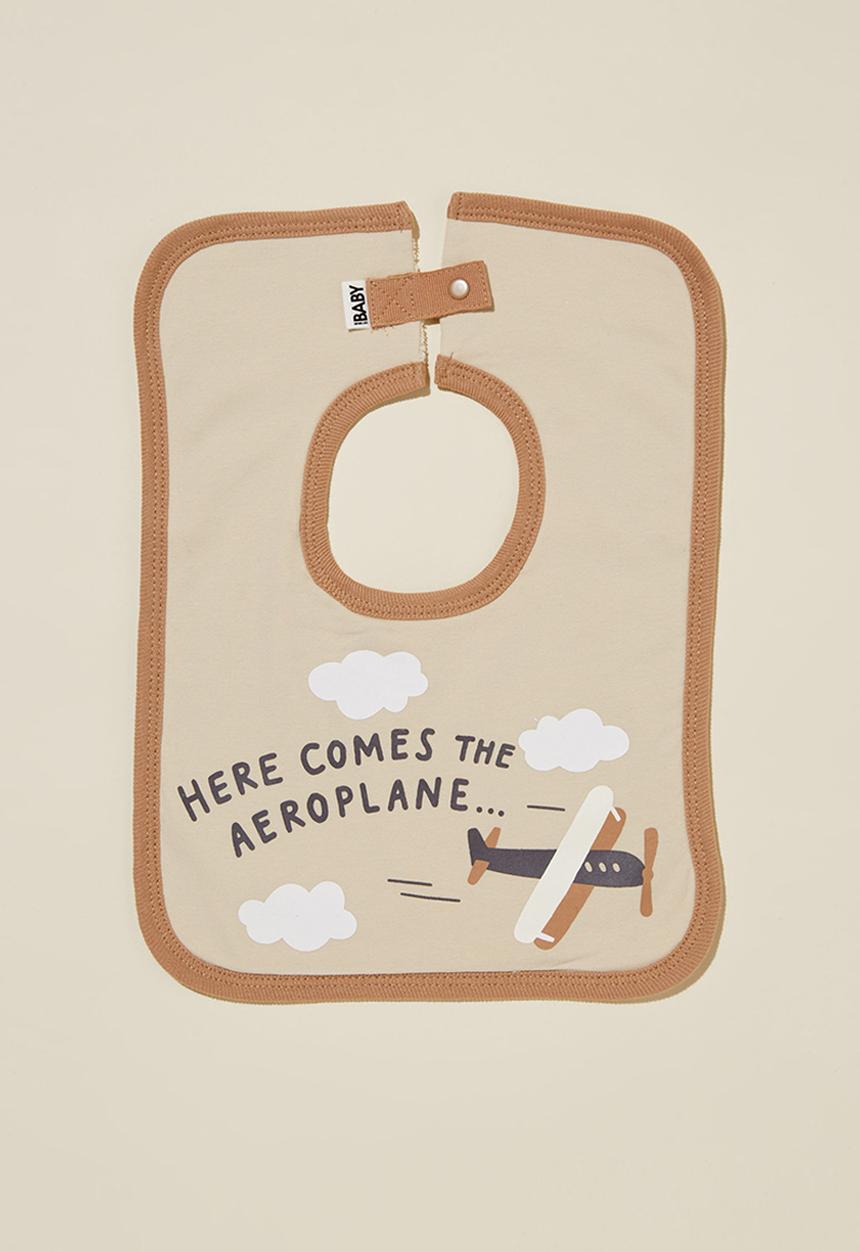 Cotton On - The square bib - rainy day/here comes the airplane