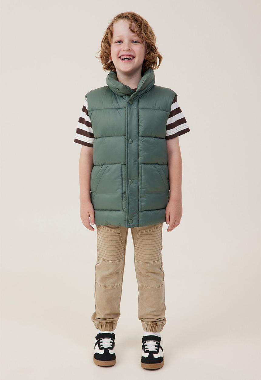 Cotton On - Lenny longline puffer vest - swag green core