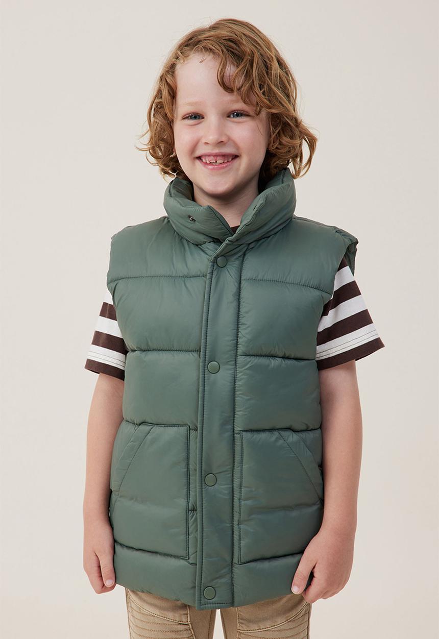 Cotton On - Lenny longline puffer vest - swag green core