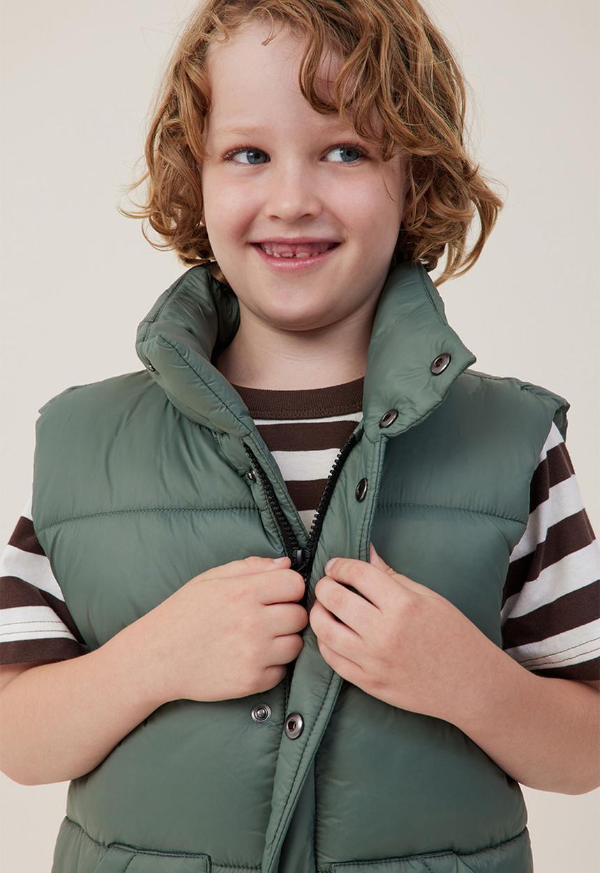 Cotton On - Lenny longline puffer vest - swag green core
