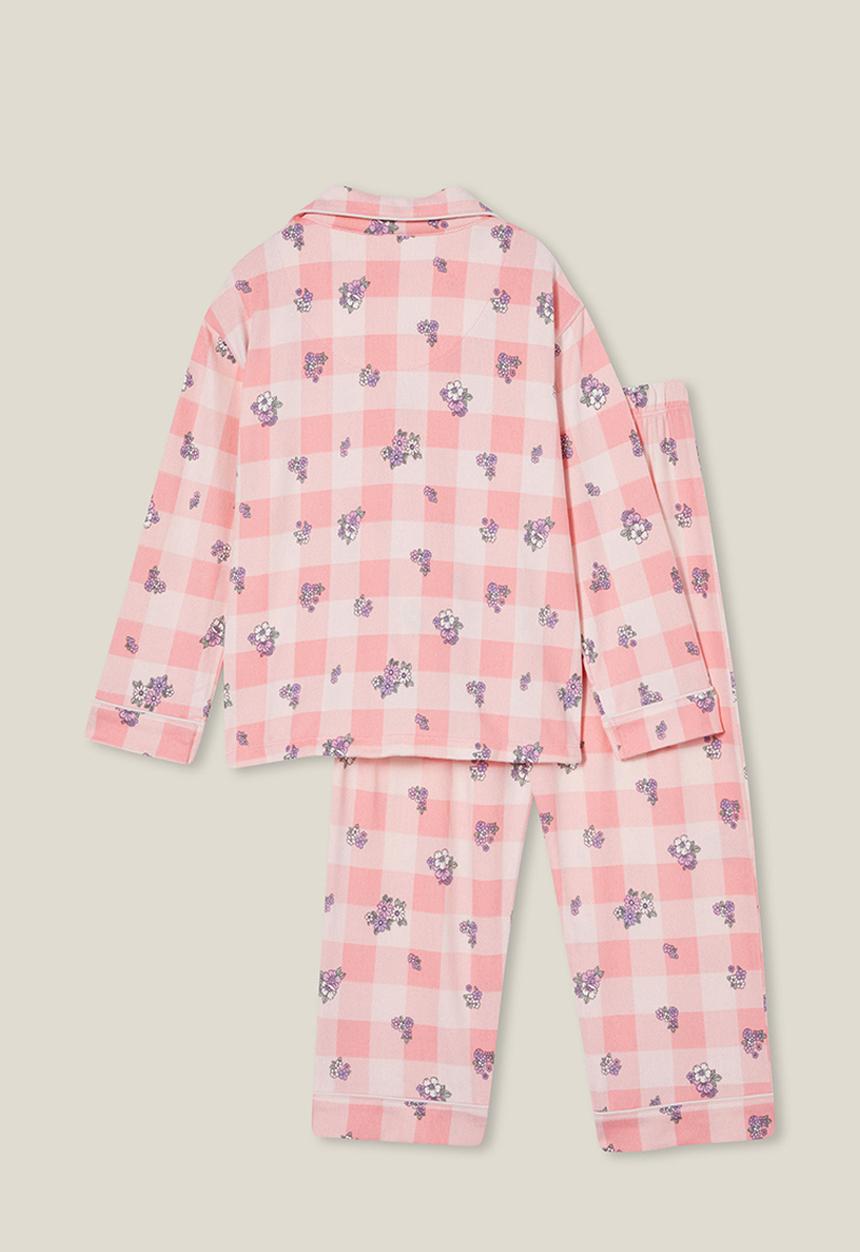 Cotton On - Laila long sleeve pyjama set - coral dreams/ava ditsy gingham