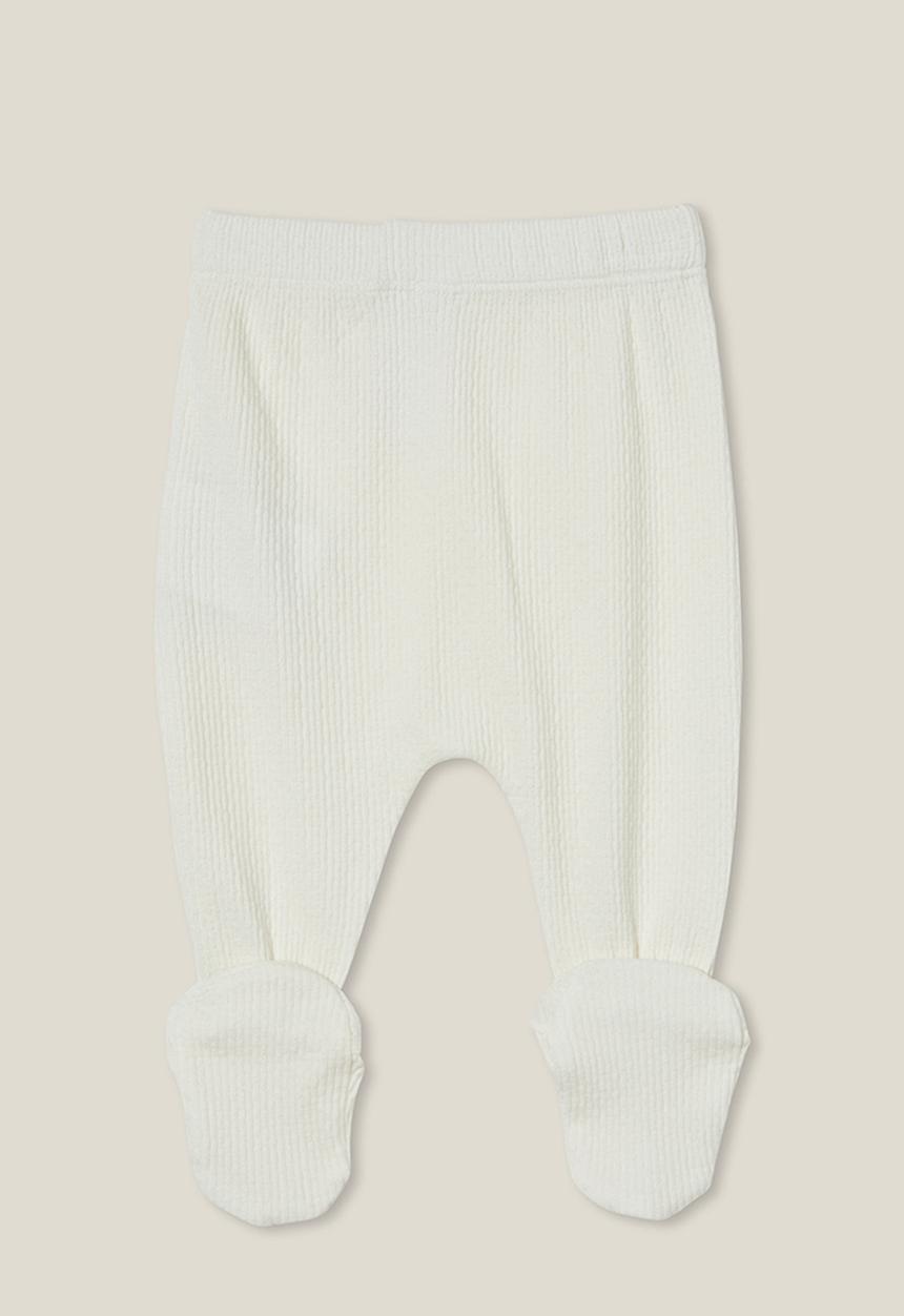 Cotton On - Organic newborn pointelle footed legging - milk