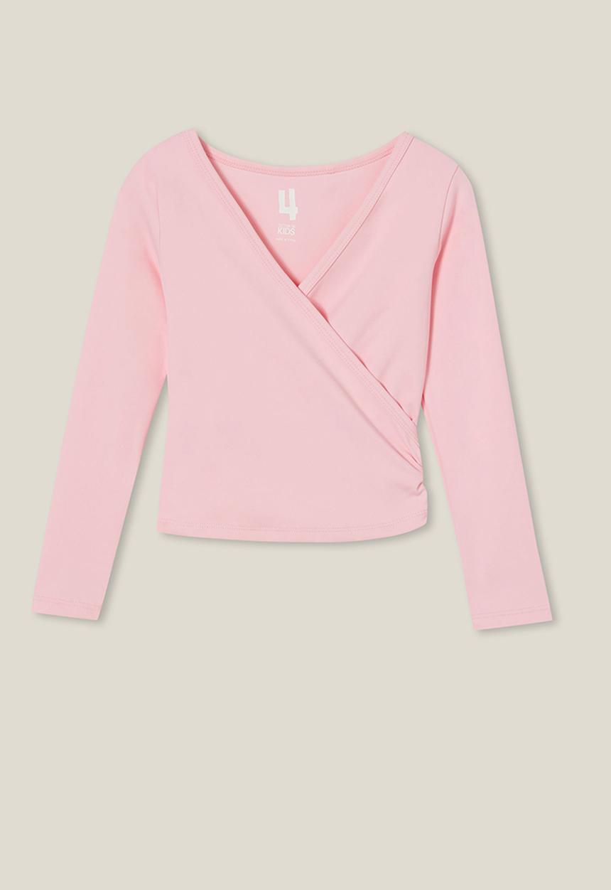Cotton On - Scarlett long sleeve wrap top - blush pink