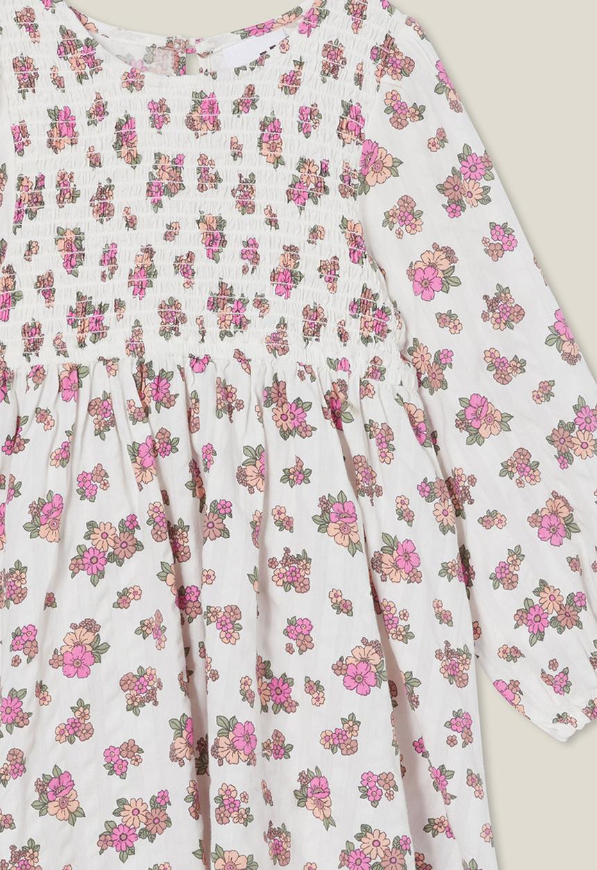 Cotton On - Riley shirred dress - pink gerbera/ava ditsy