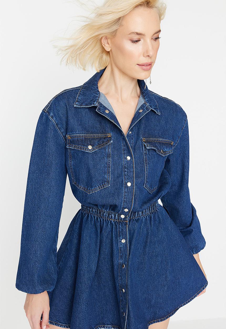 Trendyol - Elegant Dress - Navy Blue