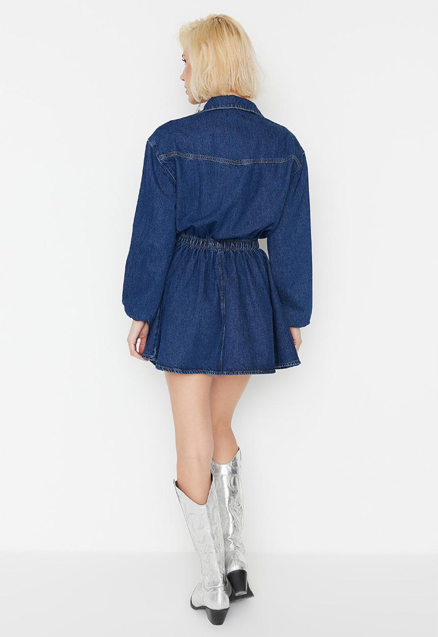 Trendyol - Elegant Dress - Navy Blue