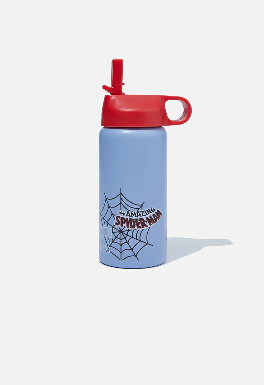 Cotton On - Kids metal drink bottle - lcn mar spiderman/dusty blue