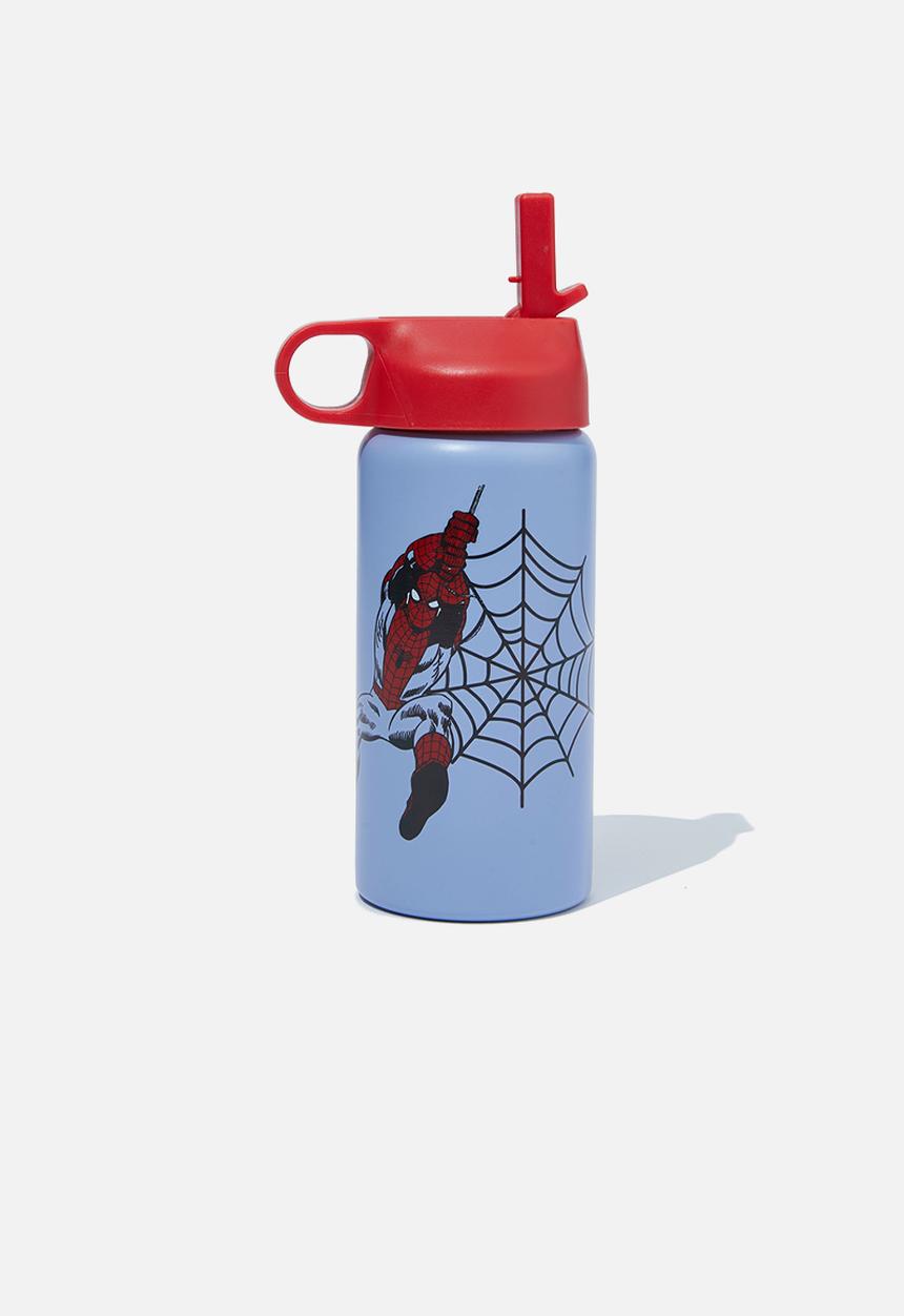 Cotton On - Kids metal drink bottle - lcn mar spiderman/dusty blue
