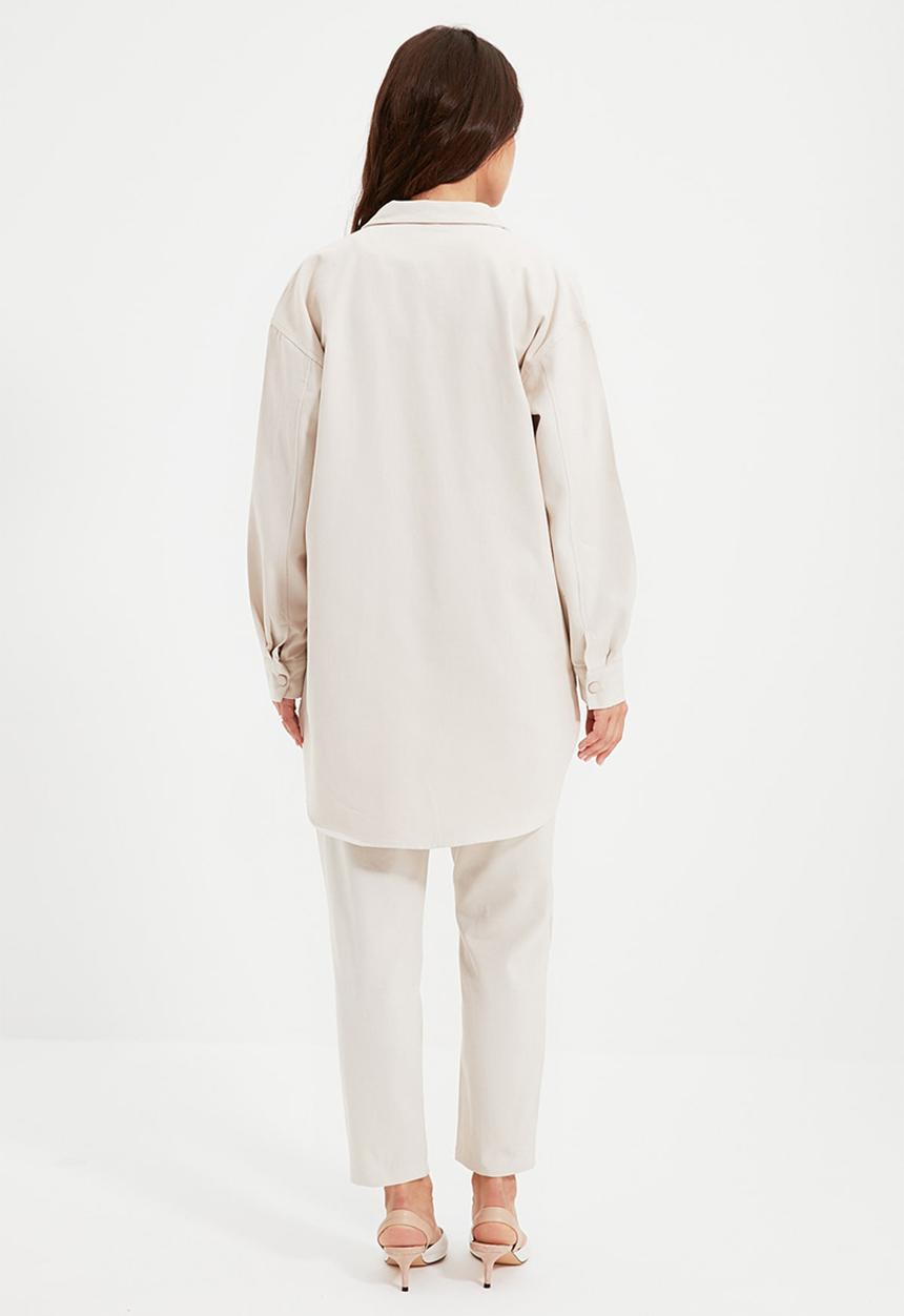 Trendyol - Relaxed overshirt - cream