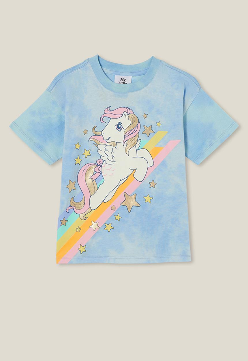 Cotton On - License drop shoulder short sleeve tee - lcn has my little pony/dusk blue tie dye
