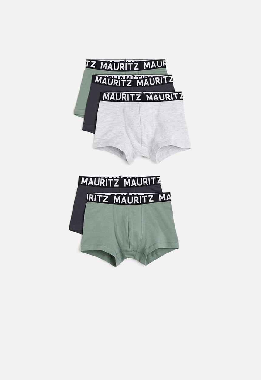 H&M - 5-pack boxer shorts - Dusty green Light grey marl