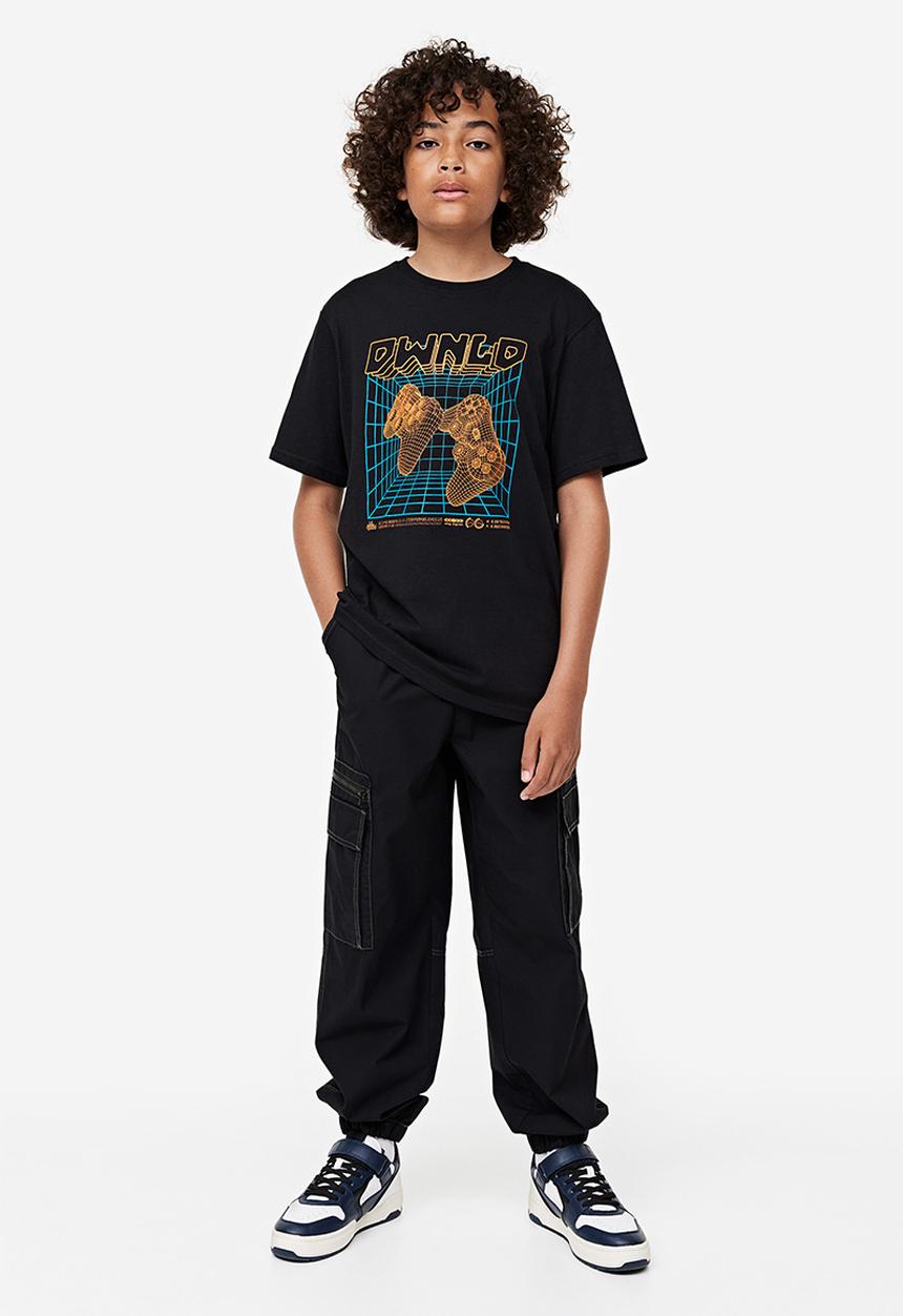 H&M - Loose fit cargo trousers - black
