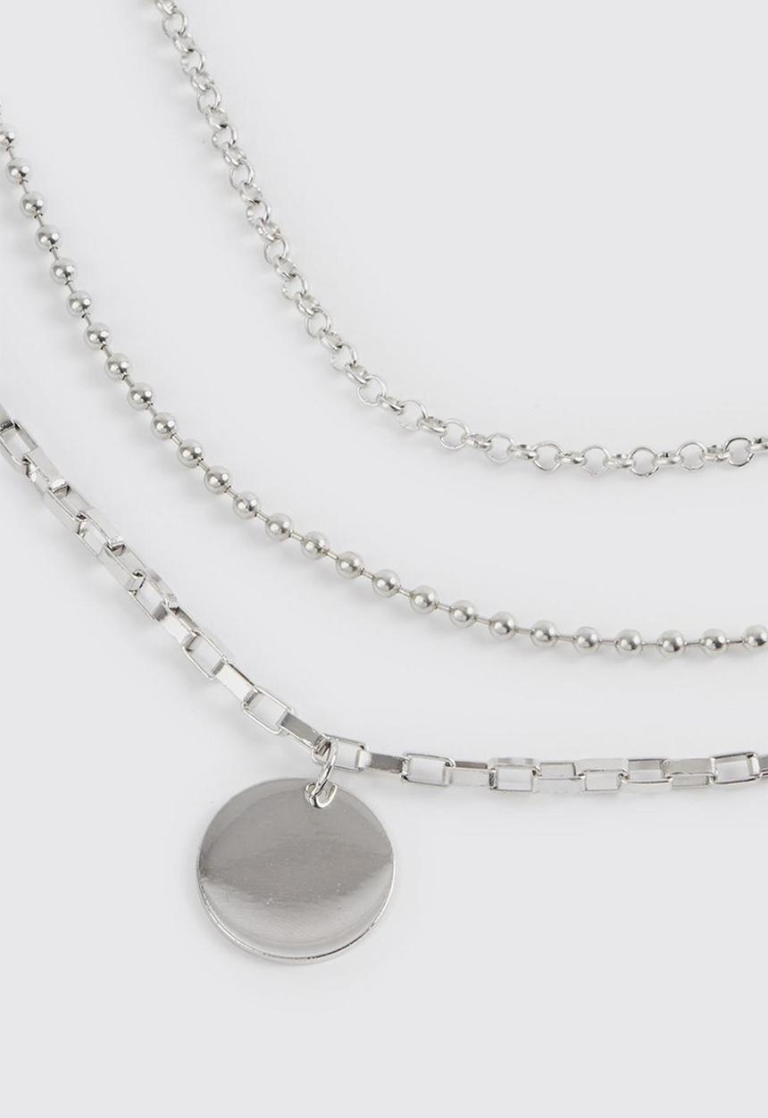 boohooMAN - Multi layer pendant necklace - silver