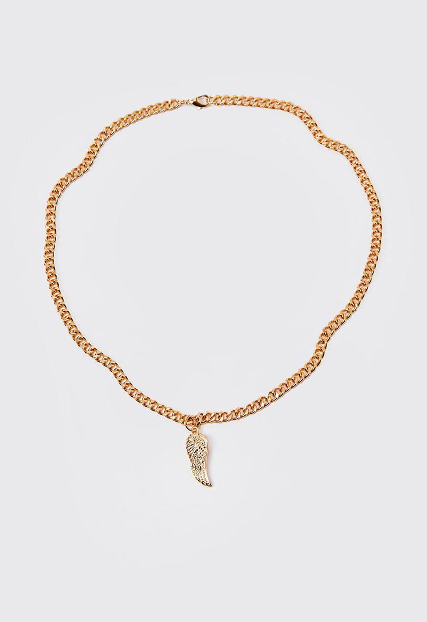 boohooMAN - Wing pendant chain necklace - gold