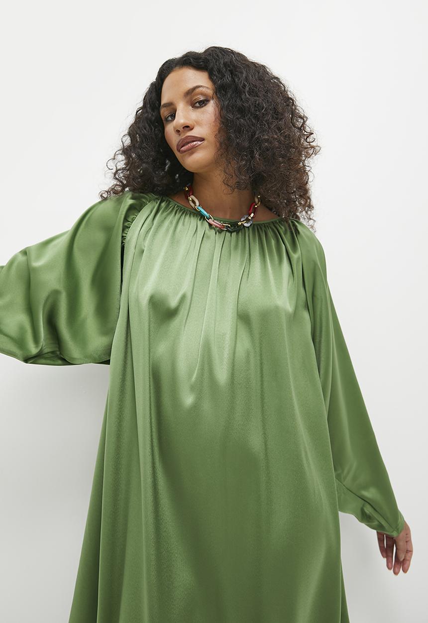 VELVET - Statement sleeve kaftan dress with coop back - londen frost