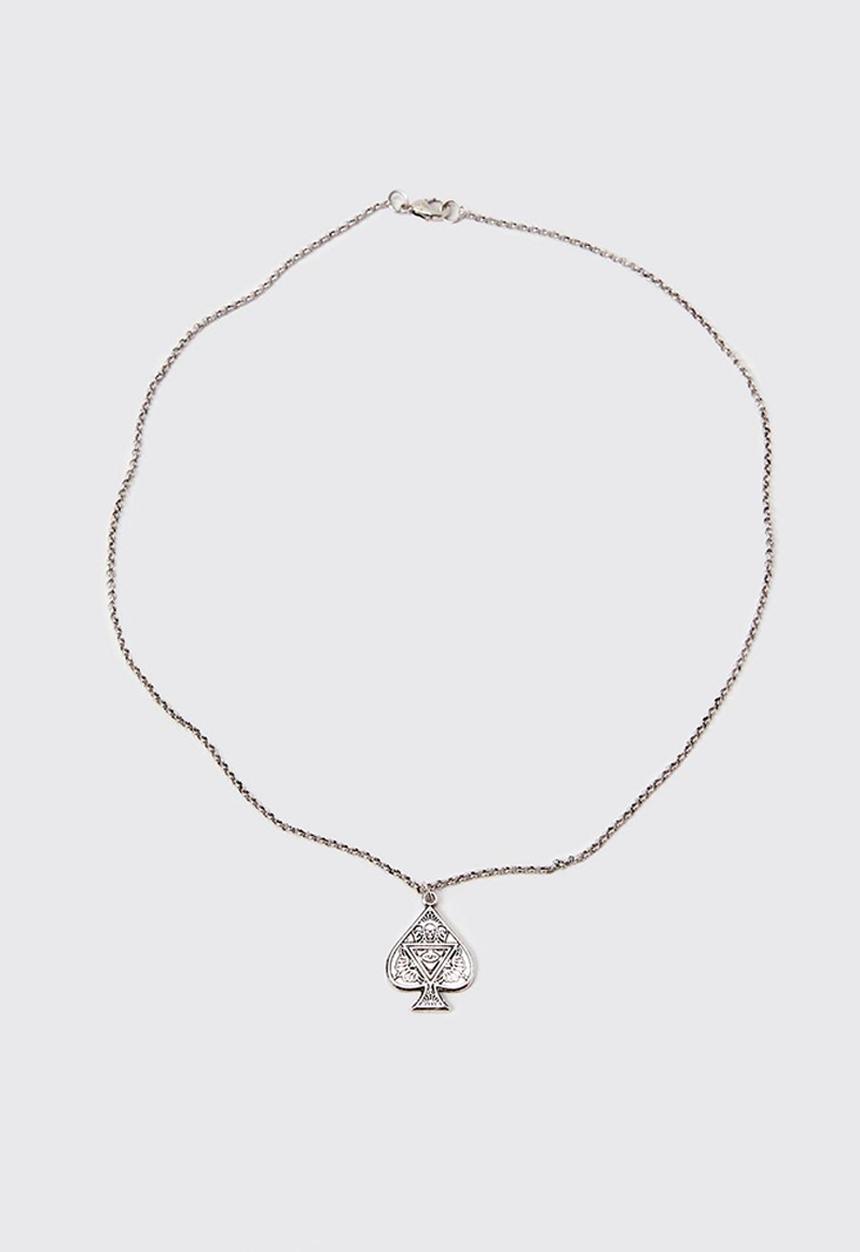 boohooMAN - Ace of spades pendant necklace - gun metal