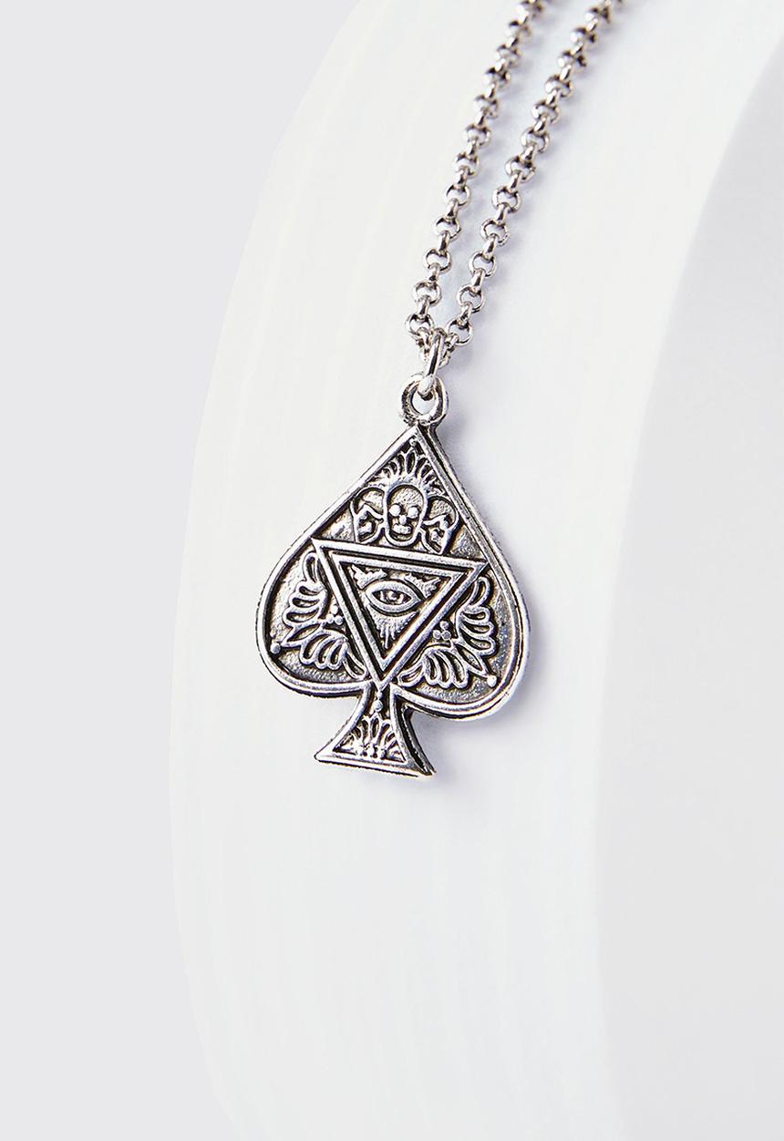 boohooMAN - Ace of spades pendant necklace - gun metal