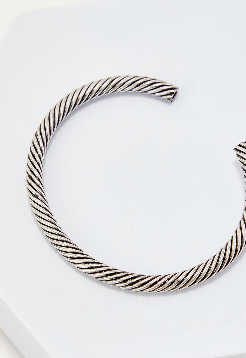 boohooMAN - Embossed bangle bracelet - silver