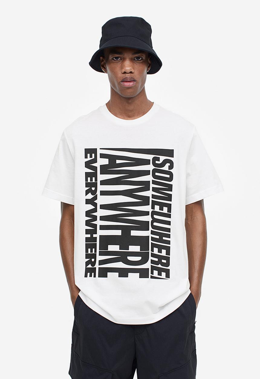 H&M - Regular fit printed t-shirt - white/anywhere
