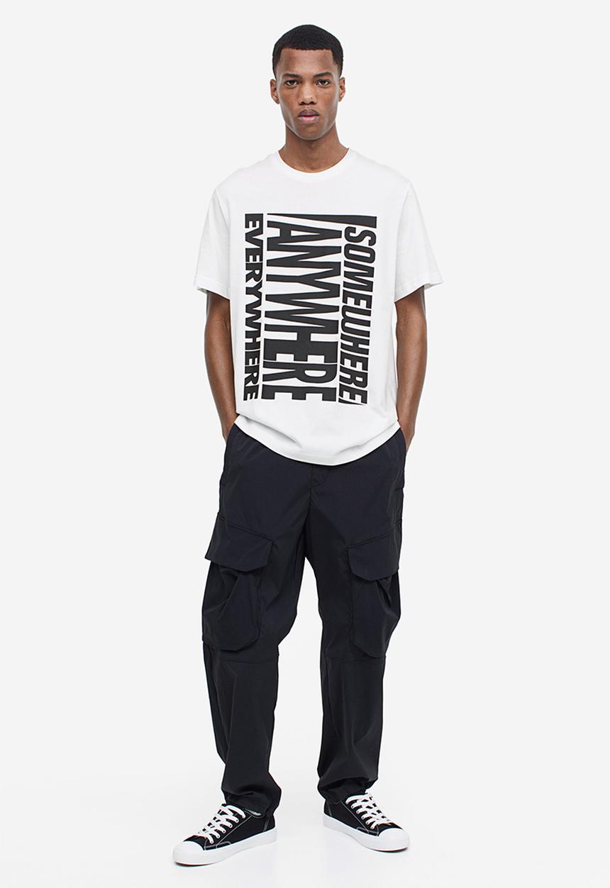 H&M - Regular fit printed t-shirt - white/anywhere