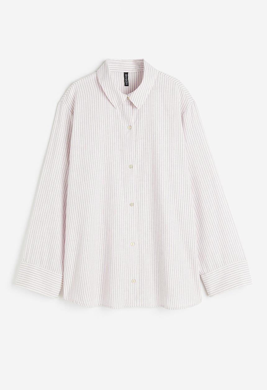 H&M - Linen-blend shirt - light purple striped