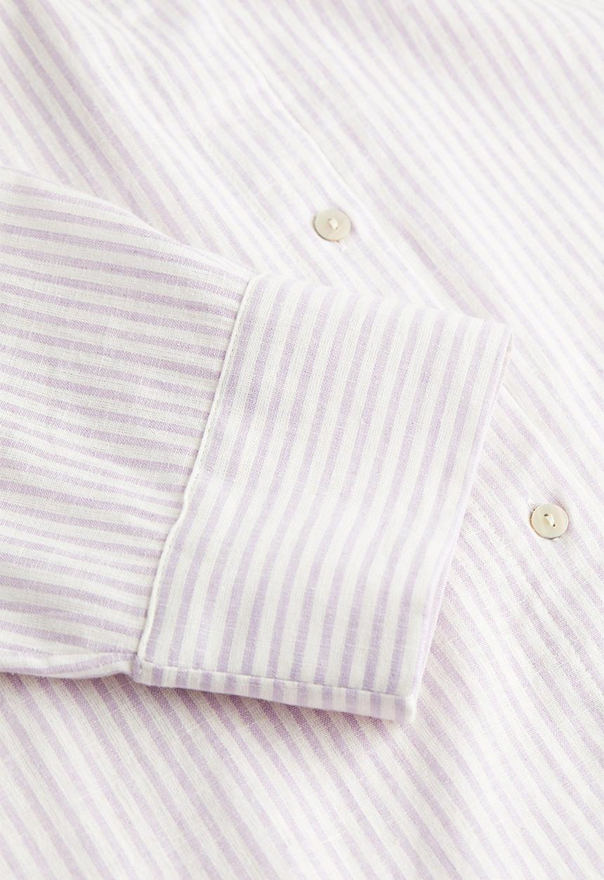 H&M - Linen-blend shirt - light purple striped