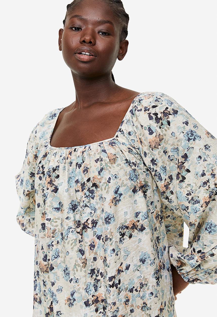 H&M - Oversized dress - Light beige Patterned