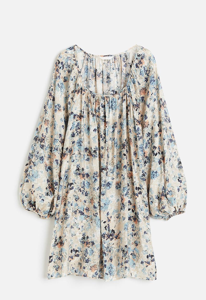 H&M - Oversized dress - Light beige Patterned
