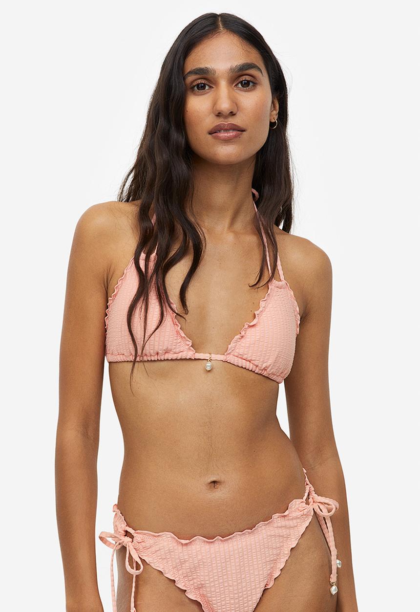 H&M - Padded triangle bikini top - peach pink