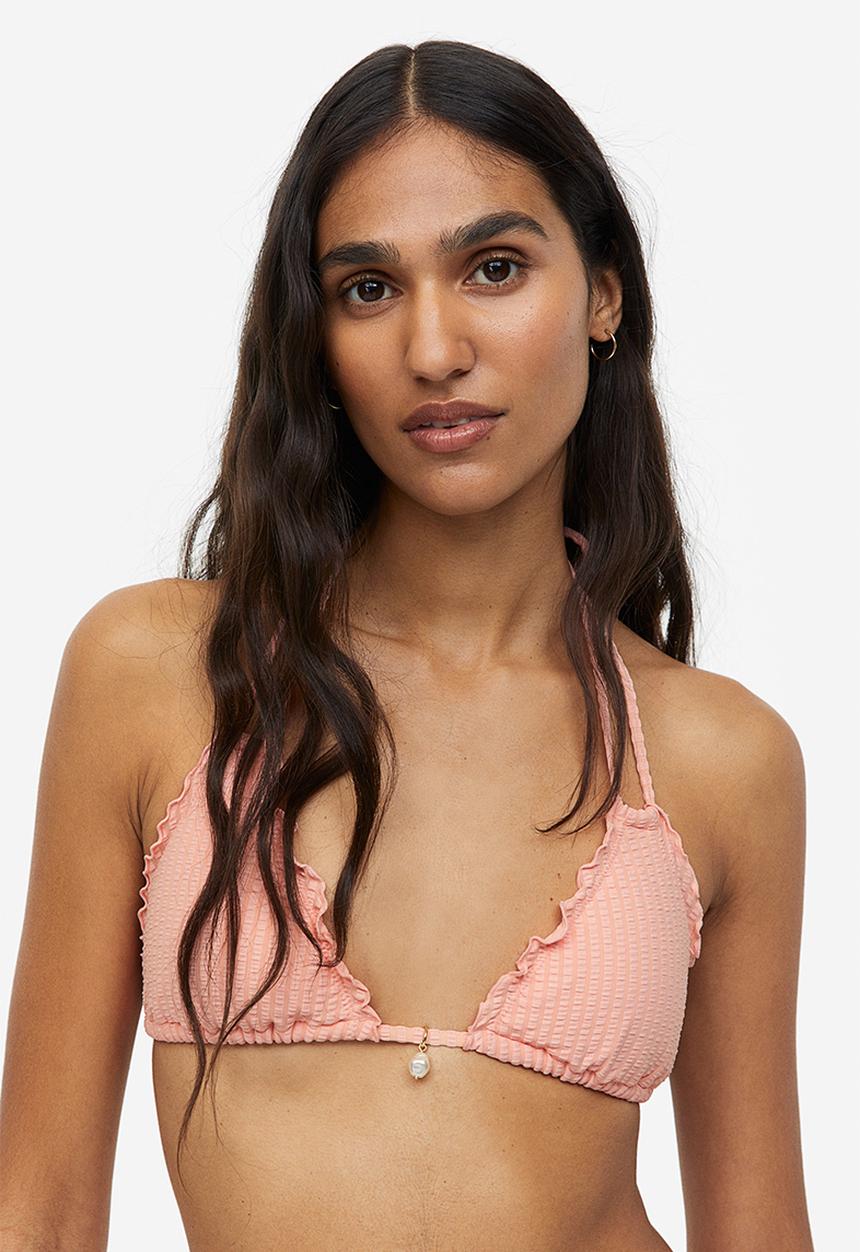 H&M - Padded triangle bikini top - peach pink