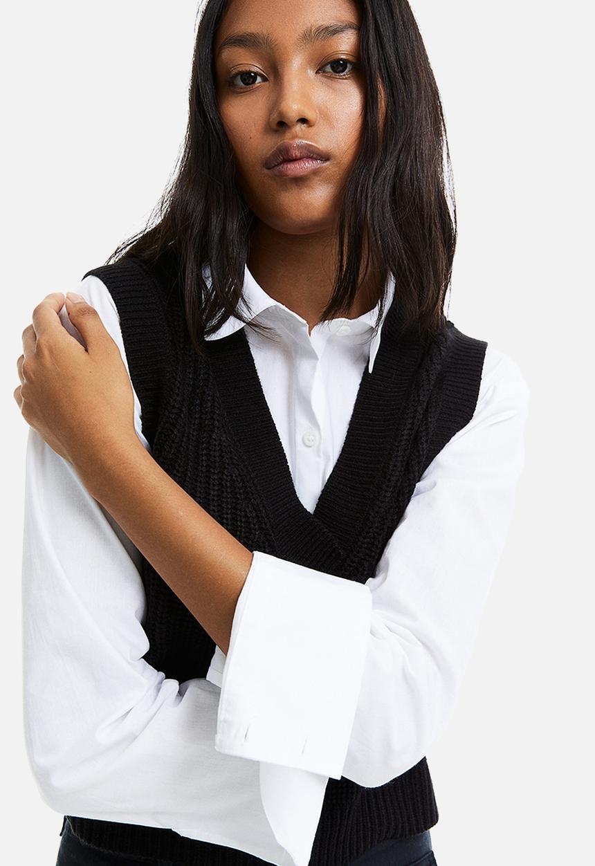 H&M - Rib-knit sweater vest - black