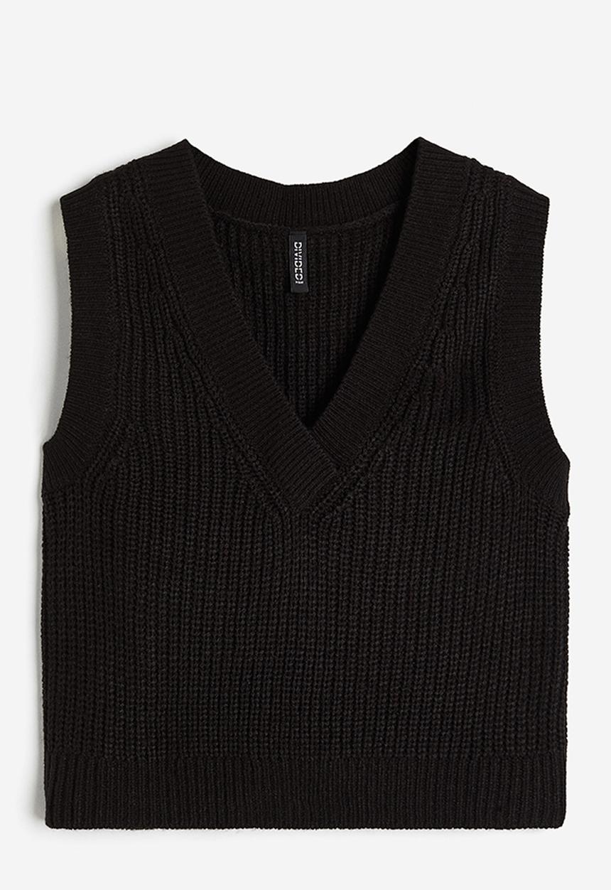 H&M - Rib-knit sweater vest - black