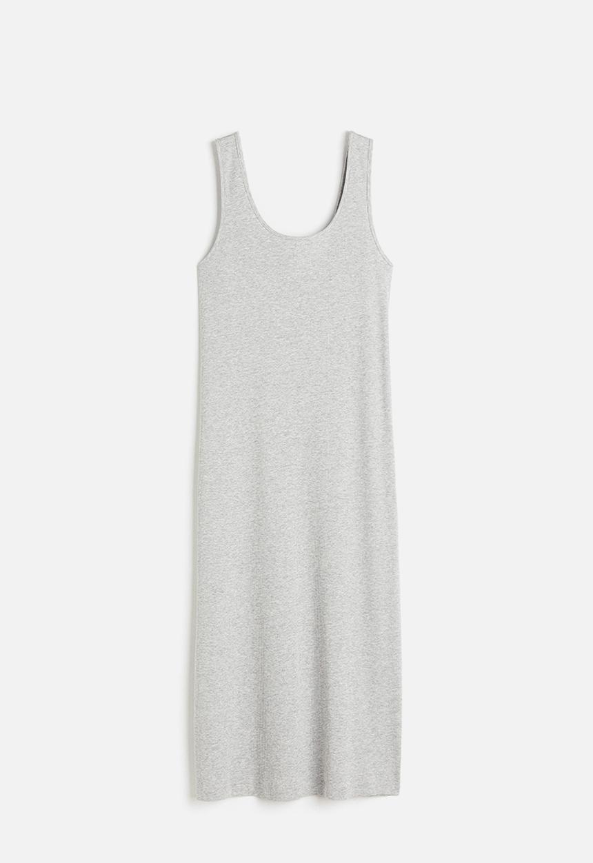 H&M - Ribbed dress - light grey marl