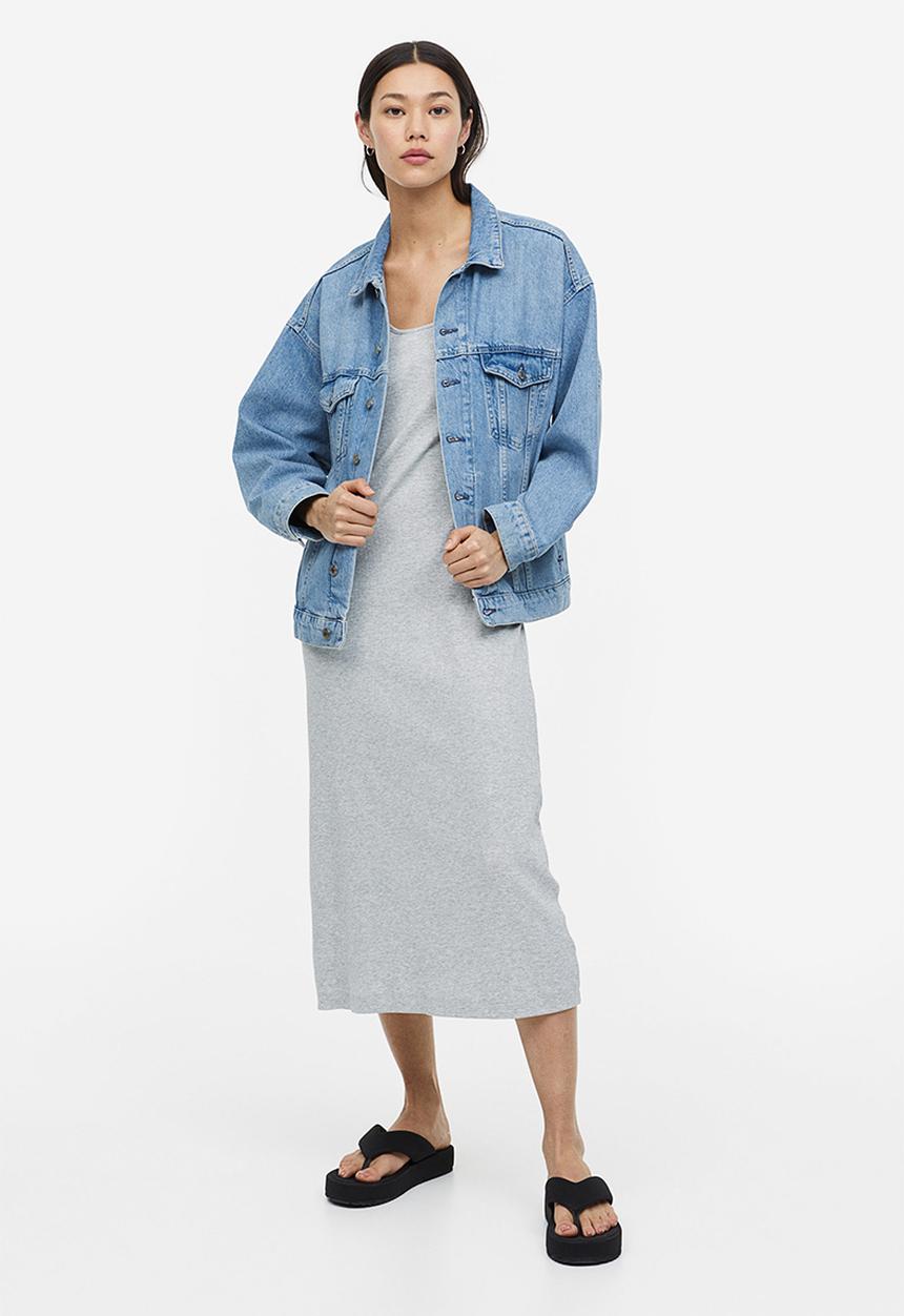H&M - Ribbed dress - light grey marl