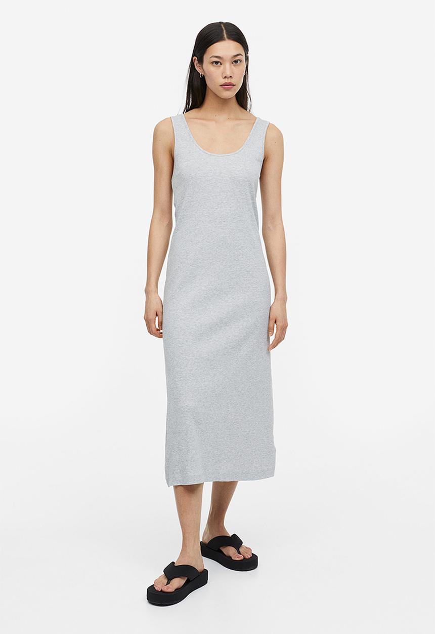 H&M - Ribbed dress - light grey marl