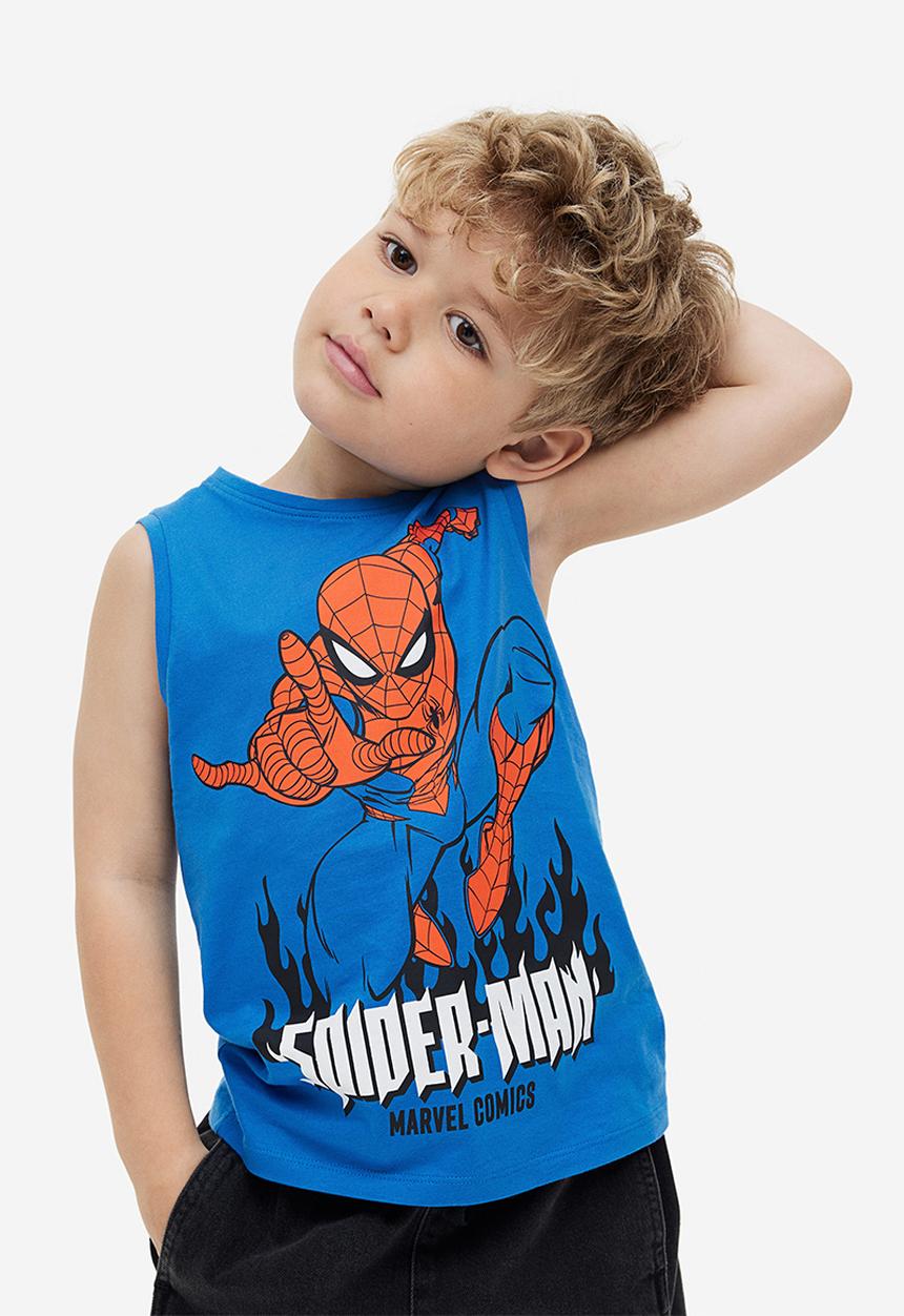H&M - Printed vest top - bright blue/spider-man