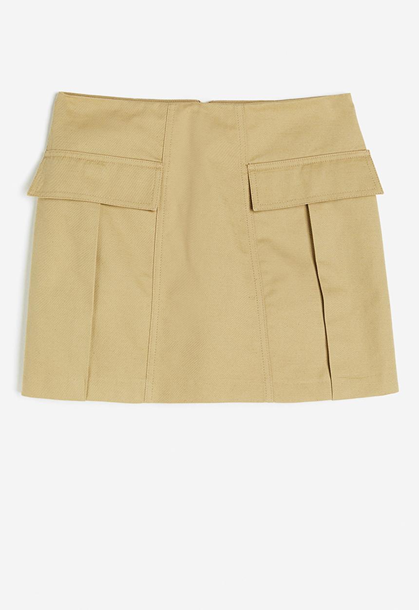 H&M - Linen-blend cargo mini skirt - beige