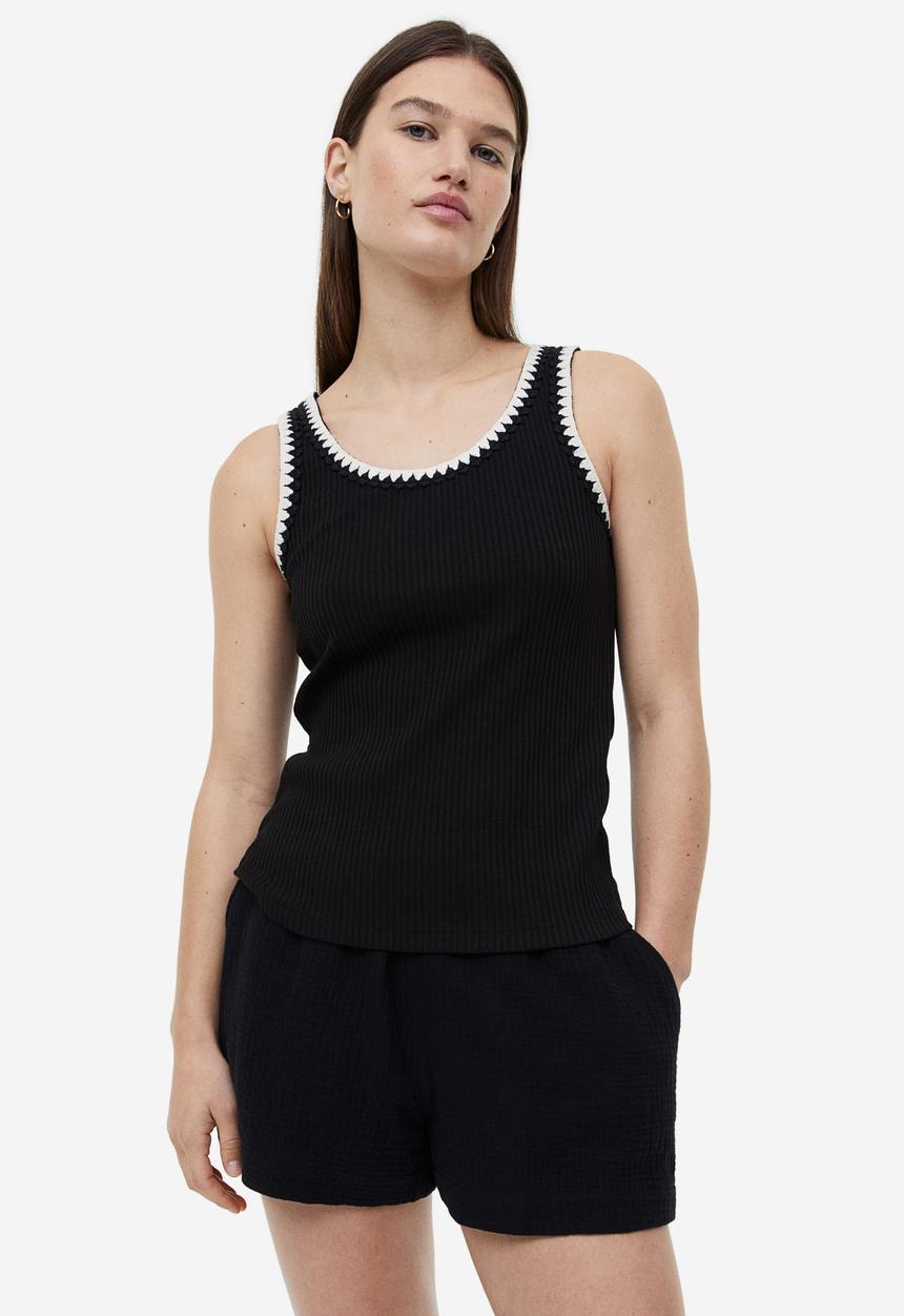 H&M - Ribbed vest top - black
